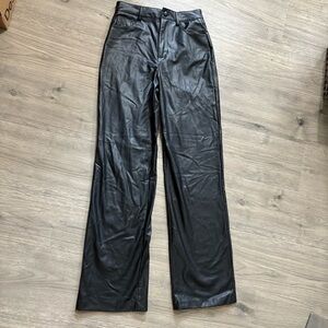 Zara Women's High Rise Black Faux Leather Bootcut Pants Sz XS Holiday Grunge